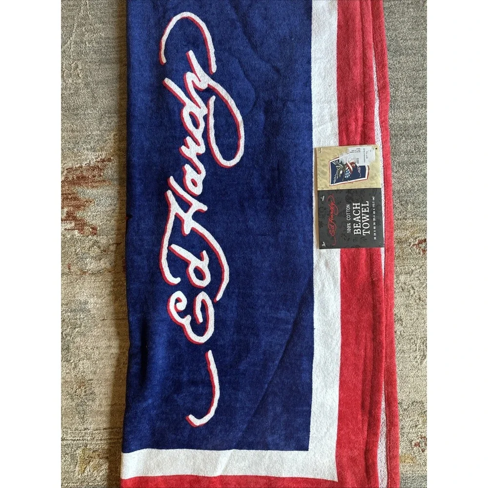AUTHENTIC USA Flag ED HARDY 100% COTTON‎ BEACH TOWEL, 36